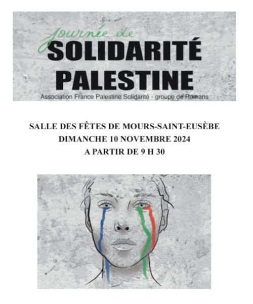 Journée de soutien à la Palestine à Mours St Eusèbe ce dimanche 10 novembre